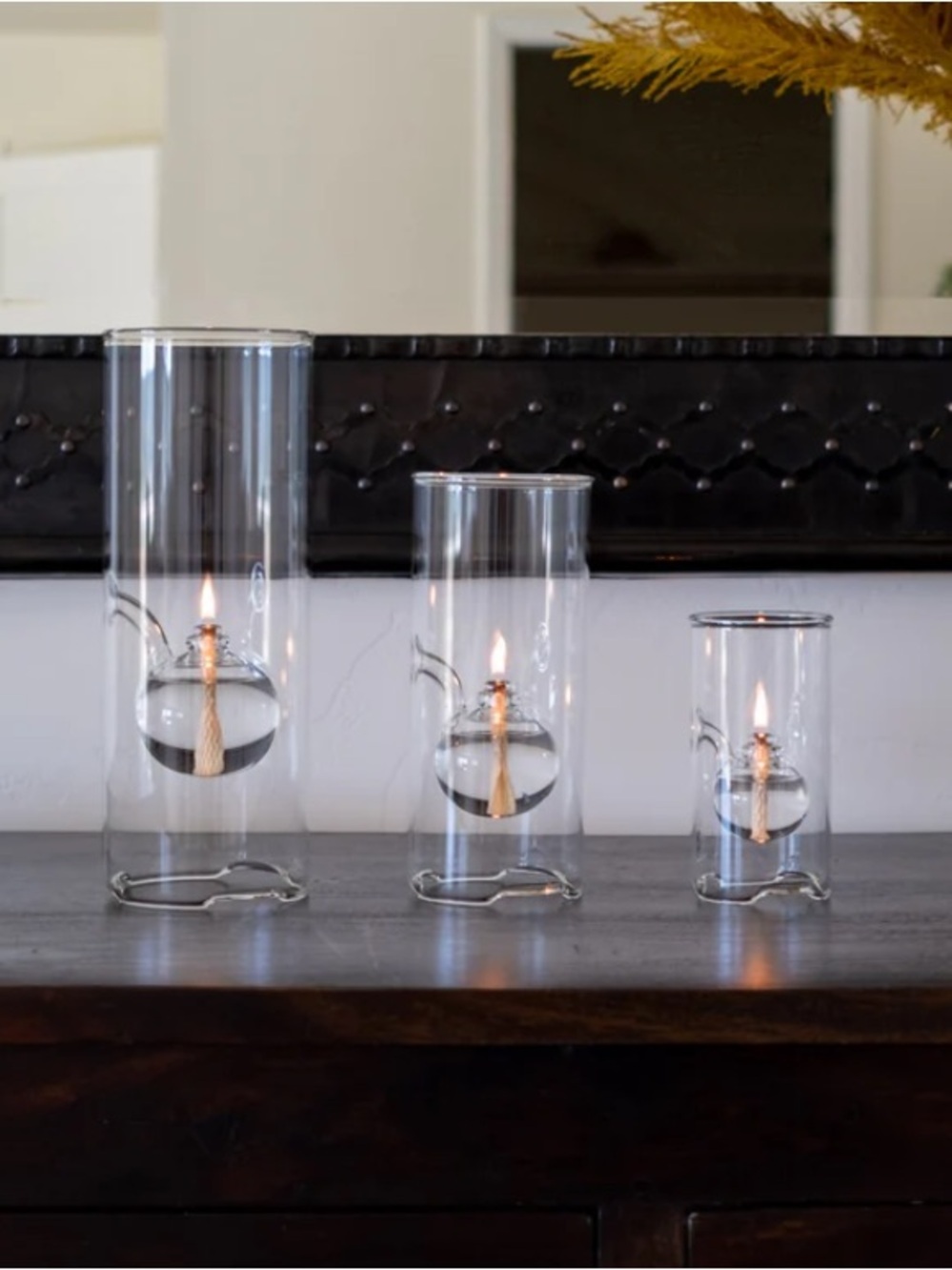 Wolfard Lamps. Clear Glass Oil Lamp Trio with Wicks. Set of 3. Retail $300+